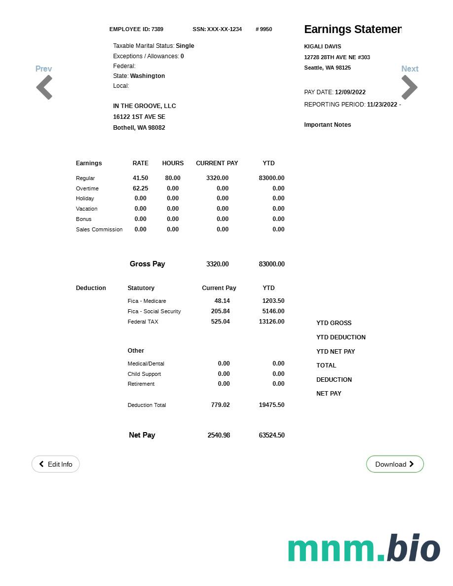 In the GROOVE, LLC zarobki oświadczenie szablon w formacie Word i PDF